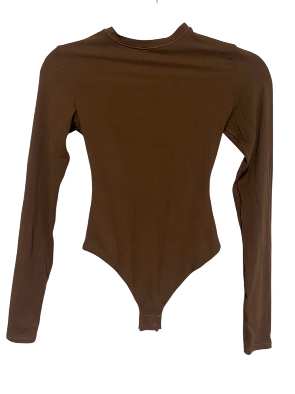 Skims High Neck Bodysuit Brown Long Sleeve Stretch Fitted Women’s Size XS